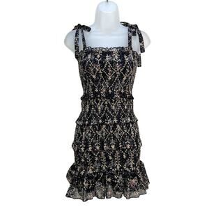 Katie J NYC Tween Evan Smocked Dress Black Floral